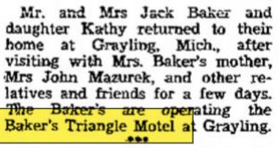 Bakers Triangle Motel (Casons Triangle Motel, Hulls Triangle Motel) - Dec 1961 Article From Wakefield News (newer photo)